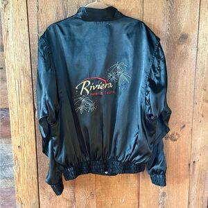 Vintage riviera casino swag silky jacket gamble black red lucky xxl mens